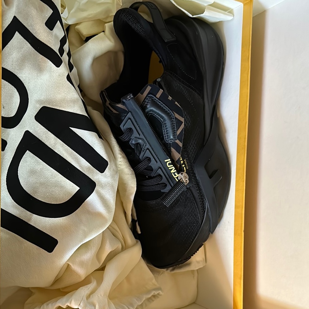 Black and Gold Fendi Sneakers